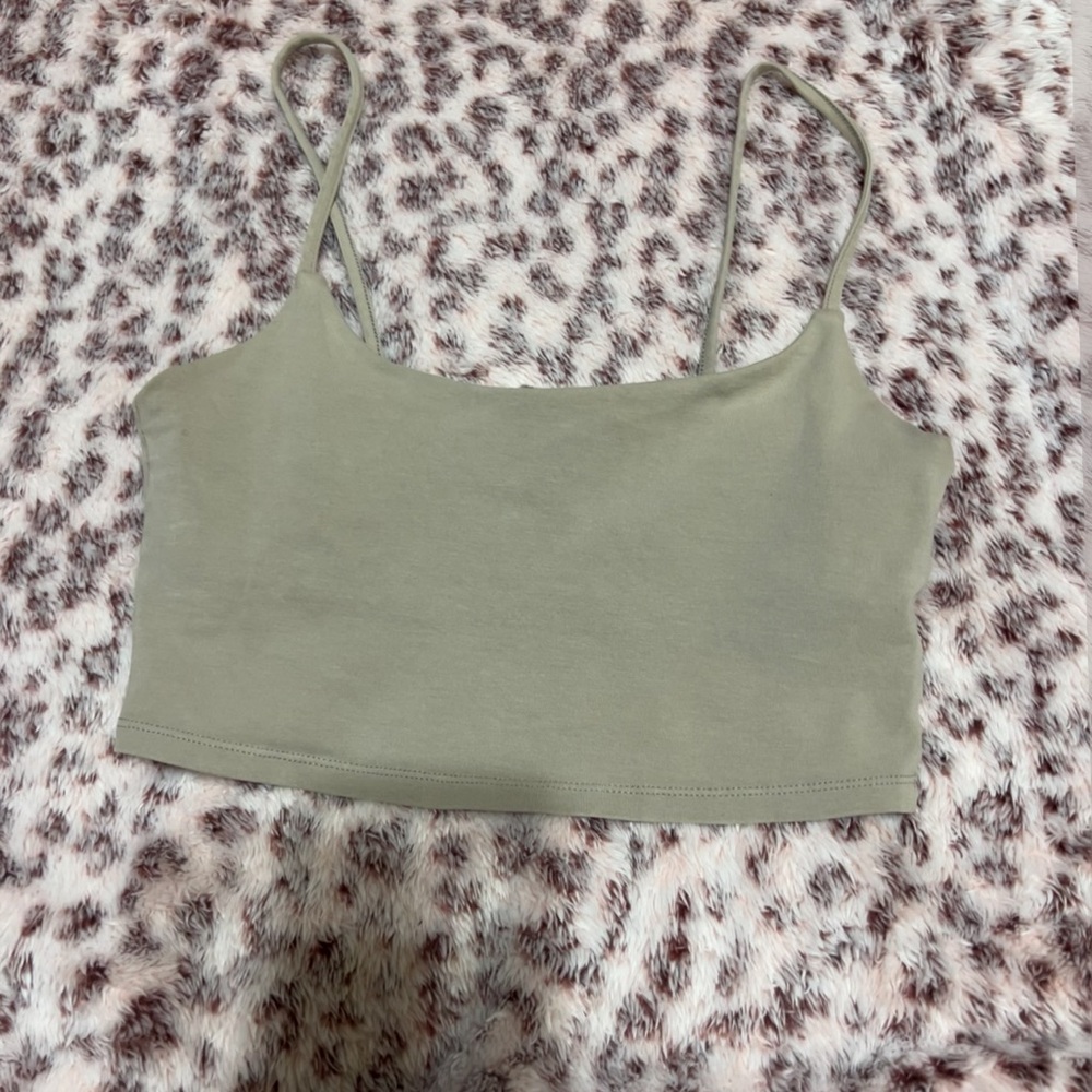 Women's Olive Green / Beige Crop Top